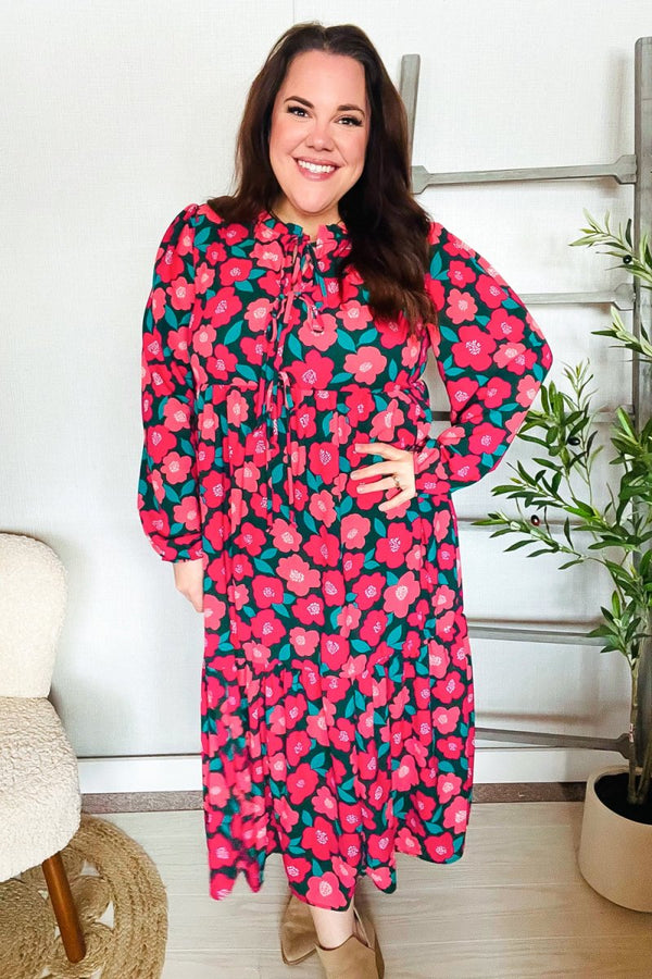 Look Adorable Ribbon Bow Tie Babydoll Tiered Maxi Dress - Coeur de la Mode