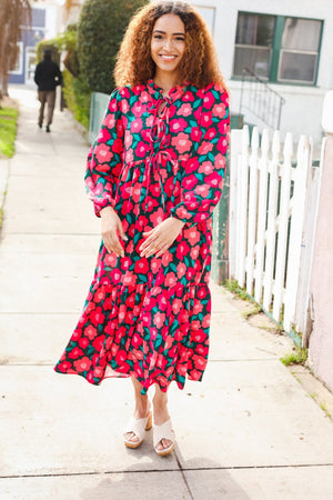 Look Adorable Ribbon Bow Tie Babydoll Tiered Maxi Dress - Coeur de la Mode