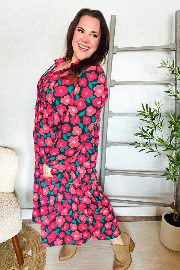 Look Adorable Ribbon Bow Tie Babydoll Tiered Maxi Dress - Coeur de la Mode