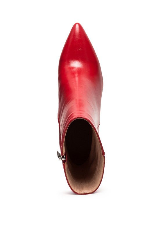 MARGEN ANKLE-HIGH POINTED TOE BLOCK HEELED BOOT - Coeur de la Mode