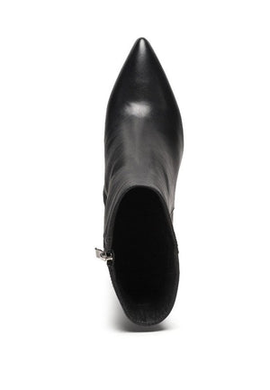 MARGEN ANKLE-HIGH POINTED TOE BLOCK HEELED BOOT - Coeur de la Mode