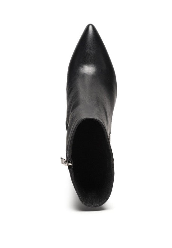 MARGEN ANKLE-HIGH POINTED TOE BLOCK HEELED BOOT - Coeur de la Mode
