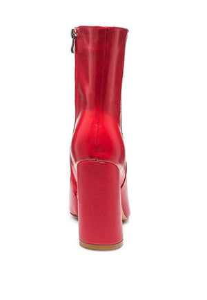 MARGEN ANKLE-HIGH POINTED TOE BLOCK HEELED BOOT - Coeur de la Mode