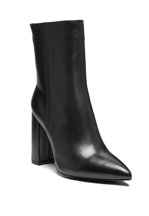 MARGEN ANKLE-HIGH POINTED TOE BLOCK HEELED BOOT - Coeur de la Mode