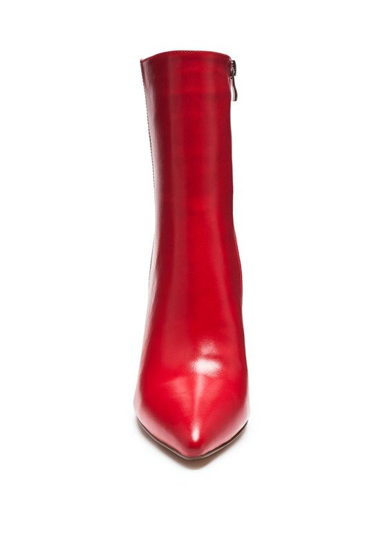 MARGEN ANKLE-HIGH POINTED TOE BLOCK HEELED BOOT - Coeur de la Mode
