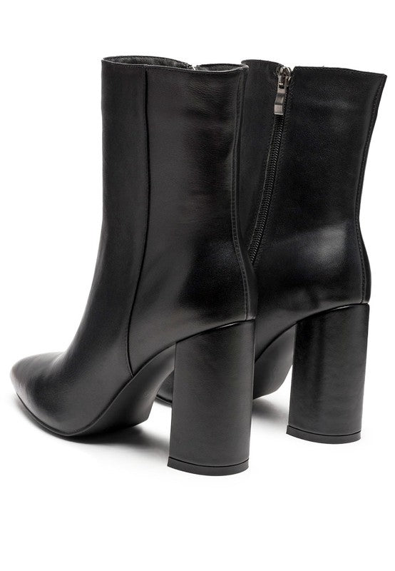 MARGEN ANKLE - HIGH POINTED TOE BLOCK HEELED BOOT - Coeur de la Mode