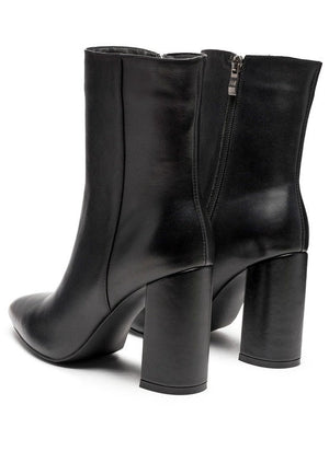MARGEN ANKLE-HIGH POINTED TOE BLOCK HEELED BOOT - Coeur de la Mode