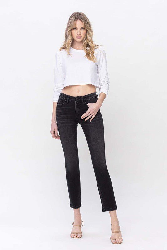 Mid Rise Ankle Slim Straight Jeans - Coeur de la Mode