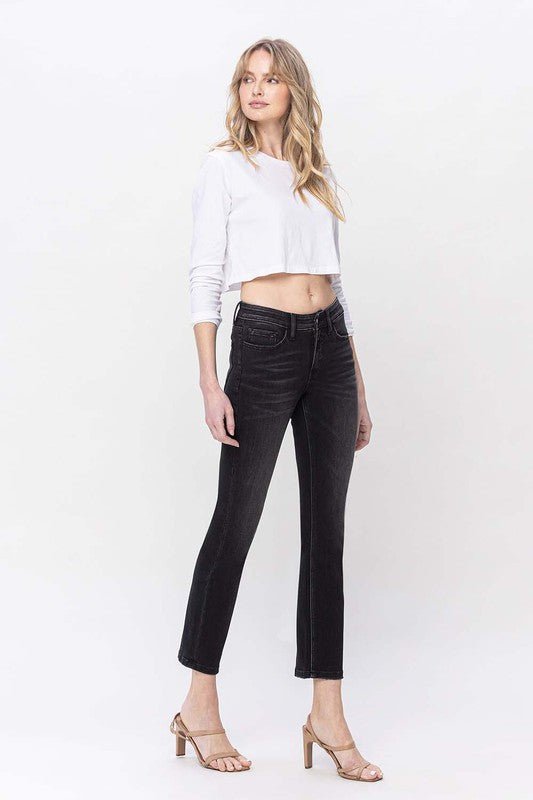 Mid Rise Ankle Slim Straight Jeans - Coeur de la Mode