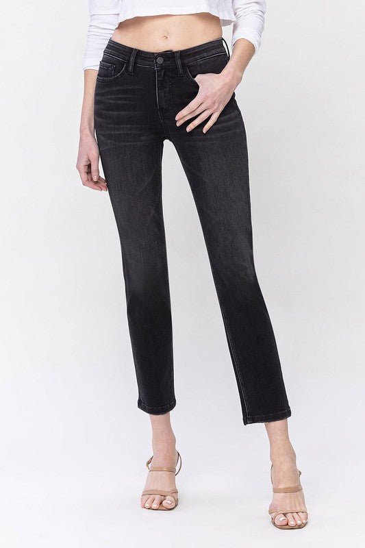 Mid Rise Ankle Slim Straight Jeans - Coeur de la Mode