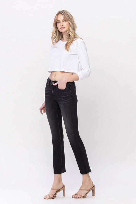 Mid Rise Ankle Slim Straight Jeans - Coeur de la Mode