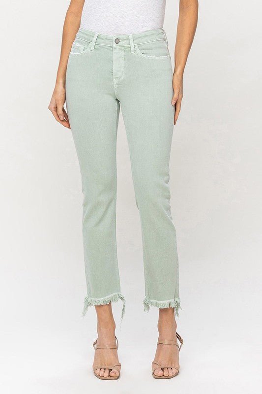 Mid Rise Crop Straight Jeans - Coeur de la Mode