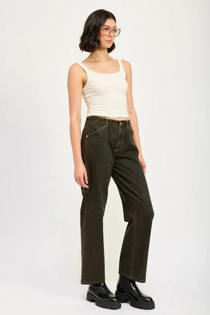 MID RISE JEANS WITH FRONT POCKETS - Coeur de la Mode