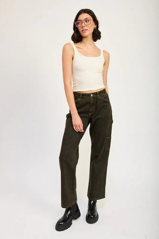 MID RISE JEANS WITH FRONT POCKETS - Coeur de la Mode