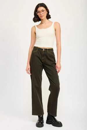 MID RISE JEANS WITH FRONT POCKETS - Coeur de la Mode