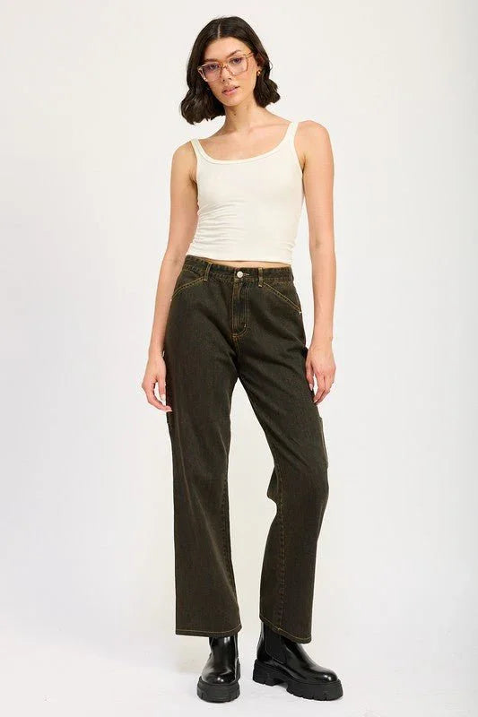 MID RISE JEANS WITH FRONT POCKETS - Coeur de la Mode