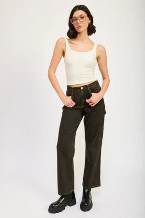 MID RISE JEANS WITH FRONT POCKETS - Coeur de la Mode