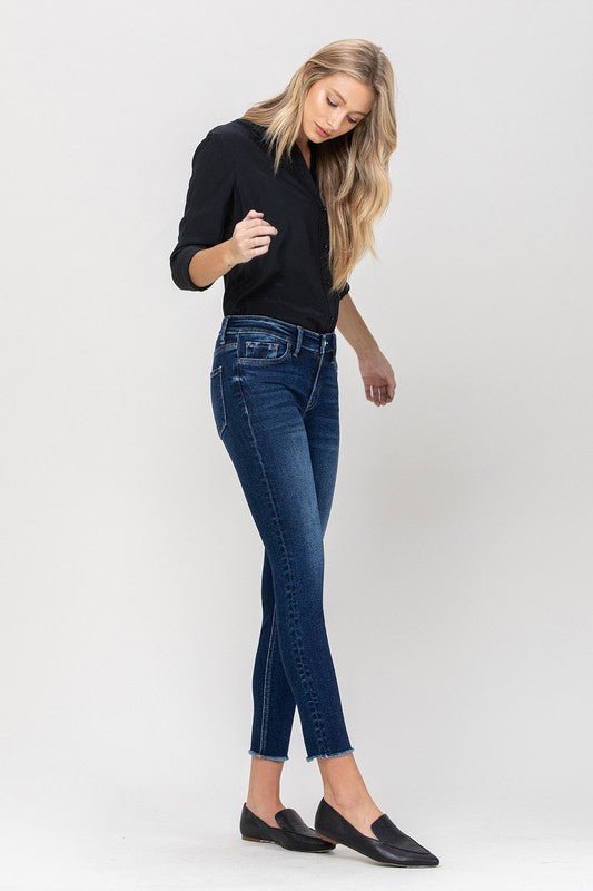 Mid Rise Raw Hem Crop Skinny - Coeur de la Mode