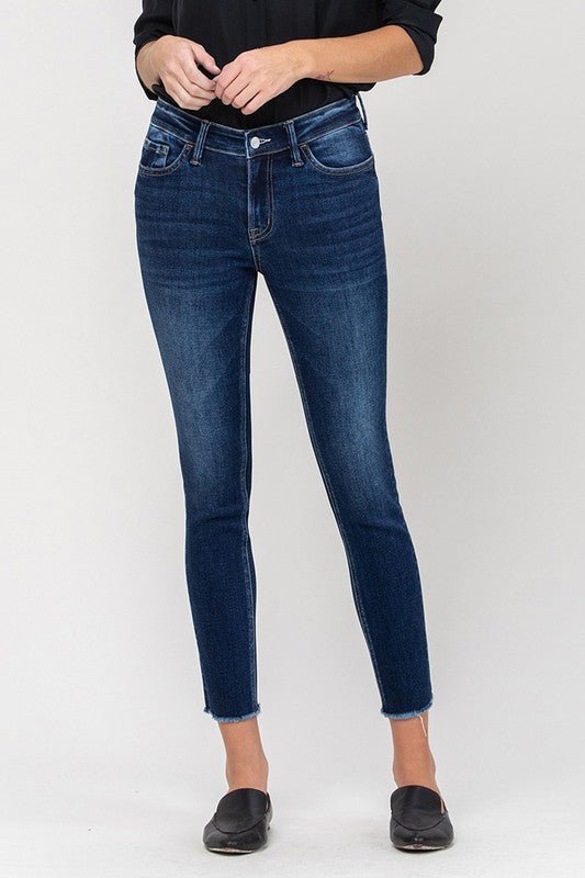 Mid Rise Raw Hem Crop Skinny - Coeur de la Mode