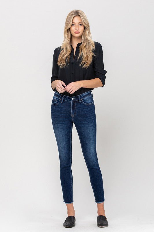 Mid Rise Raw Hem Crop Skinny - Coeur de la Mode