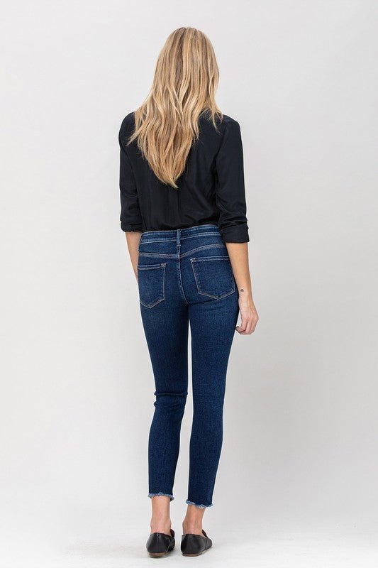 Mid Rise Raw Hem Crop Skinny - Coeur de la Mode