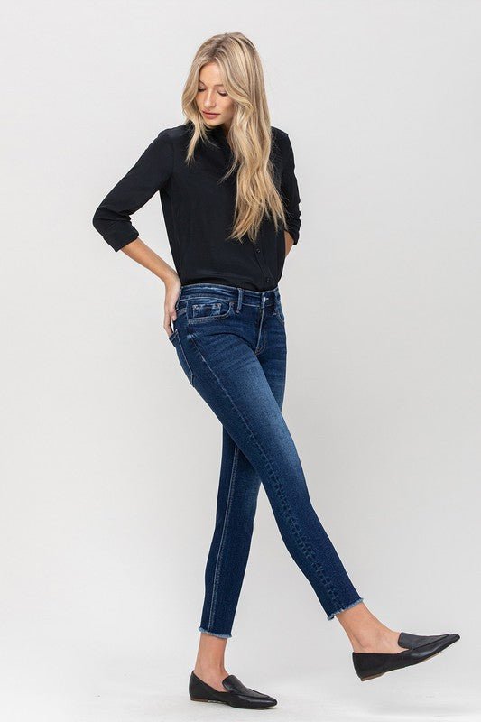 Mid Rise Raw Hem Crop Skinny - Coeur de la Mode