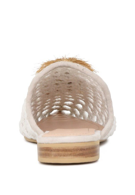 MIRIAM Woven Metallic Tassel Flat Mules - Coeur de la Mode