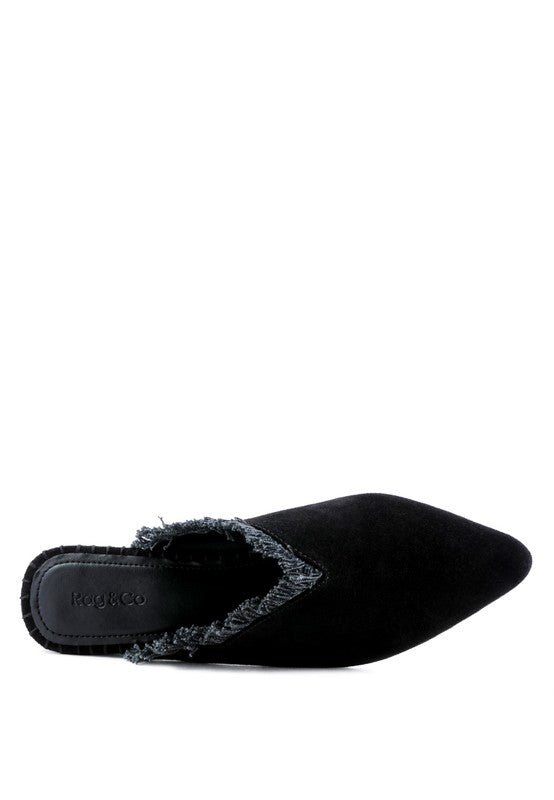 MOLLY FRAYED LEATHER MULES - Coeur de la Mode