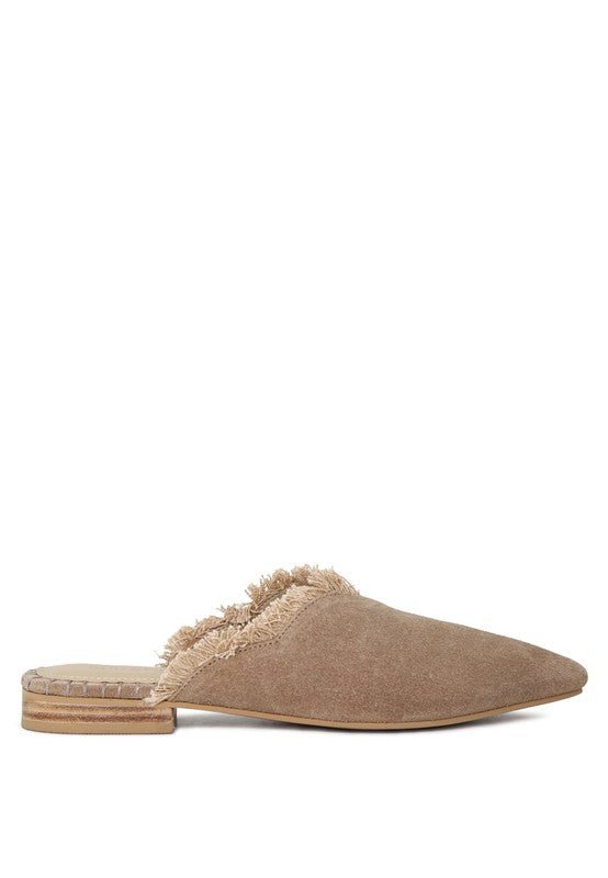 MOLLY FRAYED LEATHER MULES - Coeur de la Mode