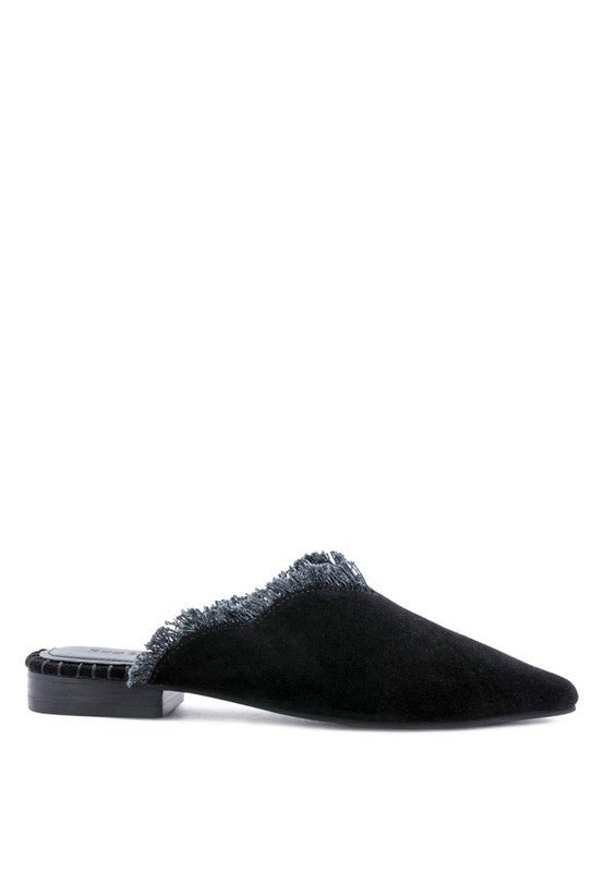 MOLLY FRAYED LEATHER MULES - Coeur de la Mode