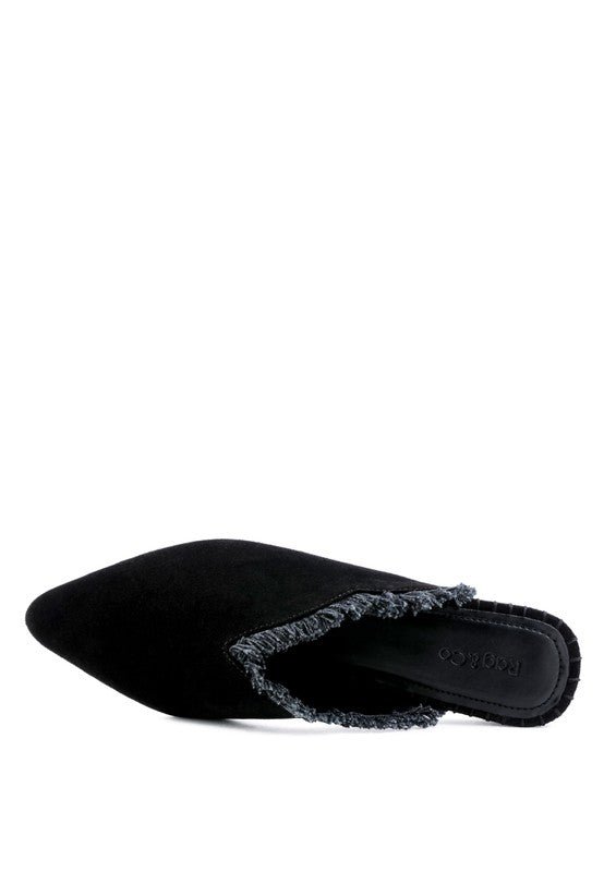 MOLLY FRAYED LEATHER MULES - Coeur de la Mode