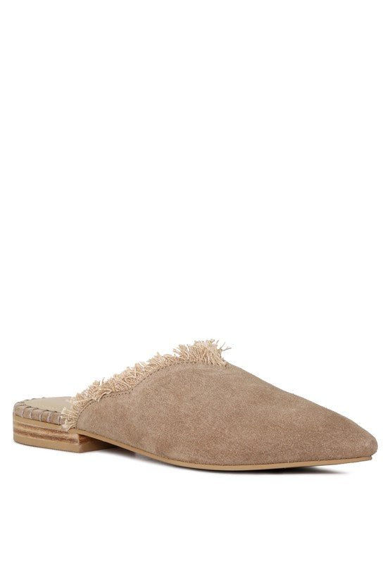 MOLLY FRAYED LEATHER MULES - Coeur de la Mode