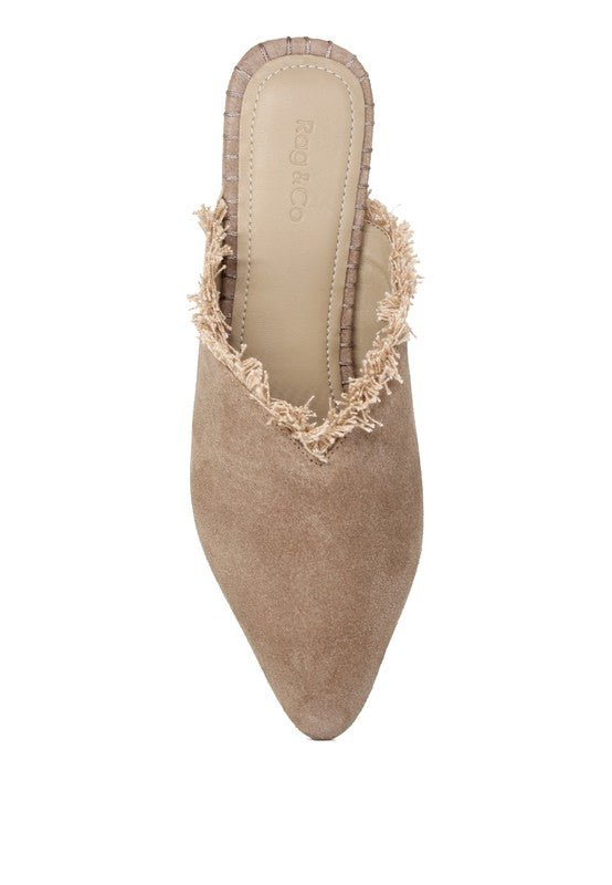 MOLLY FRAYED LEATHER MULES - Coeur de la Mode