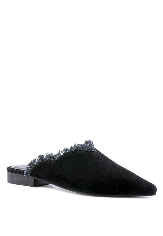 MOLLY FRAYED LEATHER MULES - Coeur de la Mode