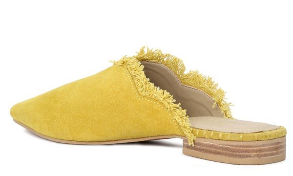 MOLLY FRAYED LEATHER MULES - Coeur de la Mode