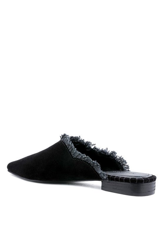 MOLLY FRAYED LEATHER MULES - Coeur de la Mode