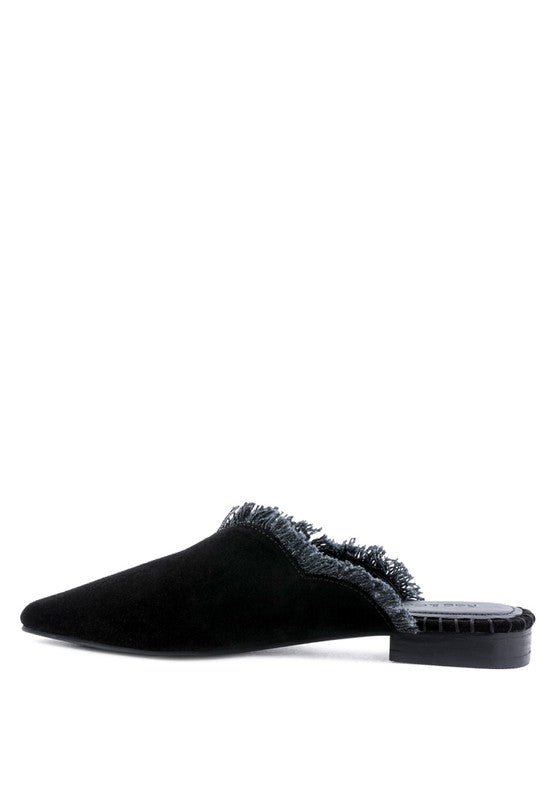 MOLLY FRAYED LEATHER MULES - Coeur de la Mode