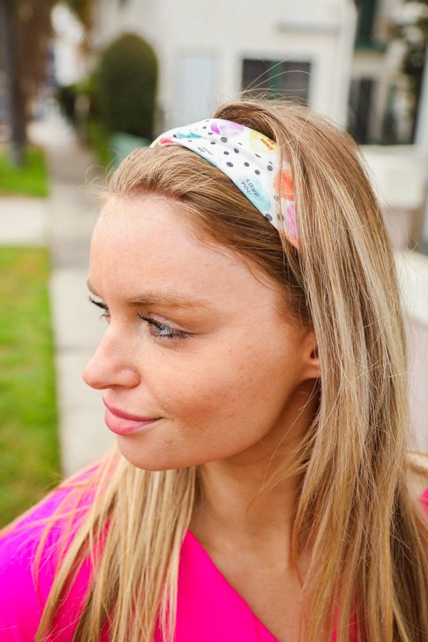 Multicolor Polka Dot & Heart Candy Twist Headband - Coeur de la Mode