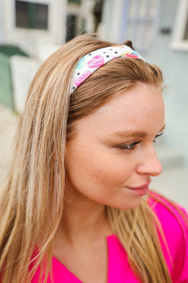 Multicolor Polka Dot & Heart Candy Twist Headband - Coeur de la Mode