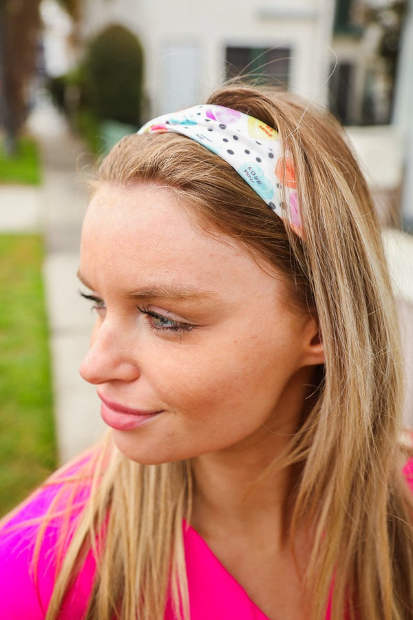 Multicolor Polka Dot & Heart Candy Twist Headband - Coeur de la Mode