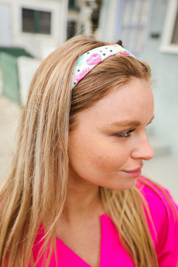 Multicolor Polka Dot & Heart Candy Twist Headband - Coeur de la Mode