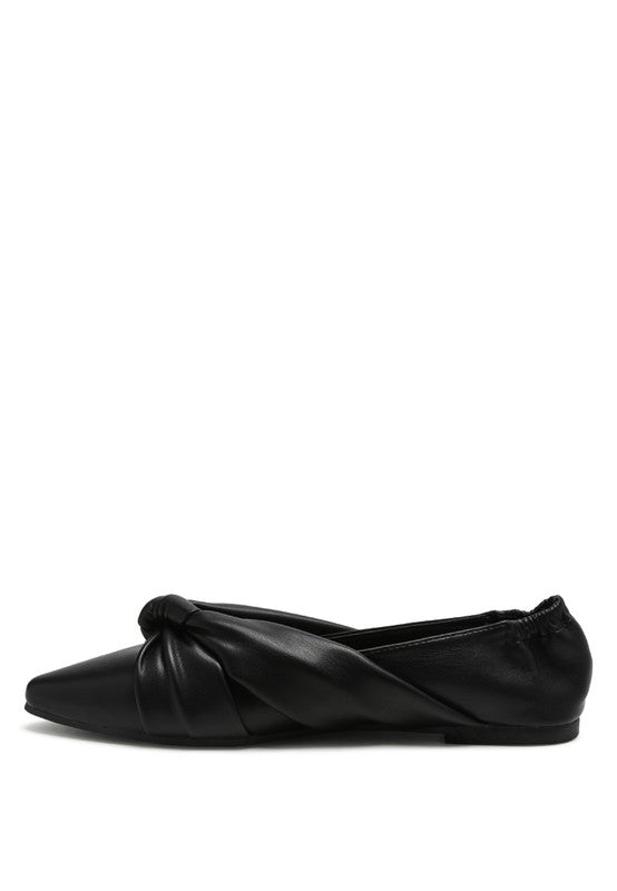 Norma Knot Detail Elasticated Ballet Flats - Coeur de la Mode