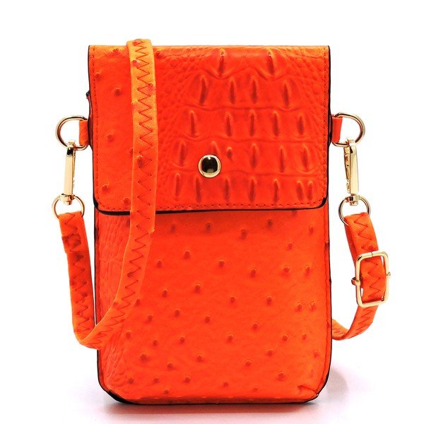 Ostrich Croc Crossbody Cell Phone Case - Coeur de la Mode