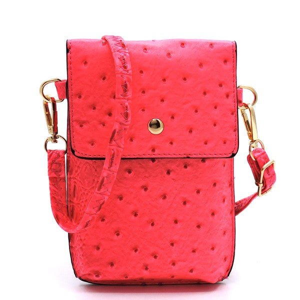 Ostrich Croc Crossbody Cell Phone Case - Coeur de la Mode
