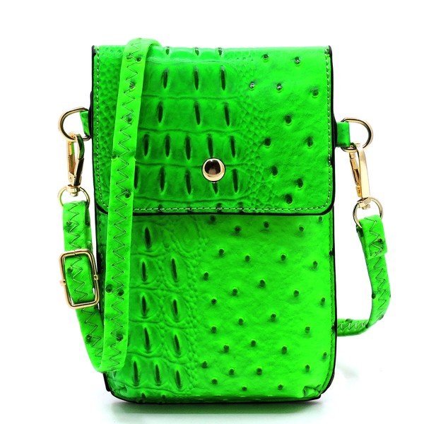 Ostrich Croc Crossbody Cell Phone Case - Coeur de la Mode