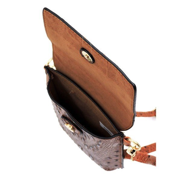 Ostrich Croc Crossbody Cell Phone Case - Coeur de la Mode