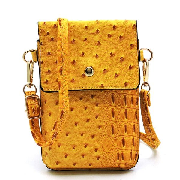 Ostrich Croc Crossbody Cell Phone Case - Coeur de la Mode