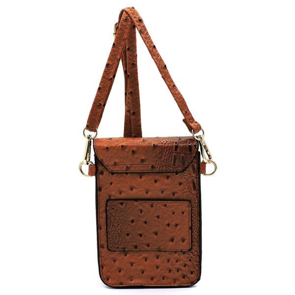 Ostrich Croc Crossbody Cell Phone Case - Coeur de la Mode