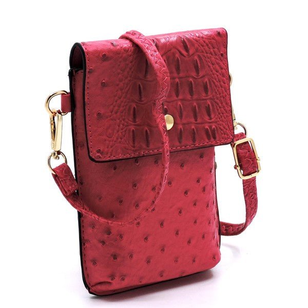 Ostrich Croc Crossbody Cell Phone Case - Coeur de la Mode