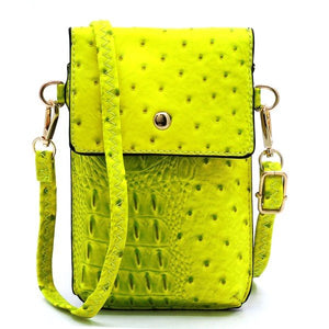 Ostrich Croc Crossbody Cell Phone Case - Coeur de la Mode